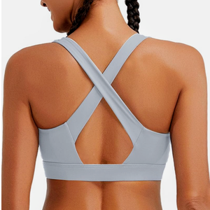 RUNNING GIRL High Impact Sports Bras for Women, High Support Running Strappy Women's Sports Bra with Sewn in Pads Grey Size XXL