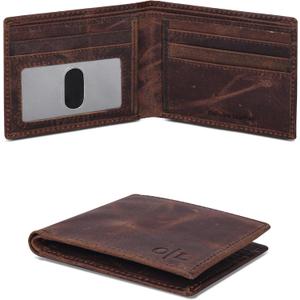 Oak Leathers Slim Leather Wallet for Men - RFID Blocking Slim Minimalist Front Pocket - Thin & Stylish with ID Window, Gift For Men (Mocha)