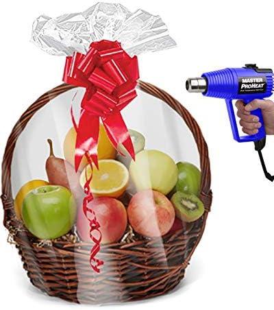 Purple Q Crafts Shrink Wrap Basket Bags For Gift Baskets Clear cellophane PVC Shrink Bags 24"X 30" (5 Pack)