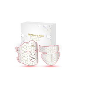 Yahi Red Light Photon Facial & Neck Mask with Remote Control, 7 Custom Modes with Infrared, Portable & Rechargeable with Timer for Home Use, 175 High-Density Light Beads, White