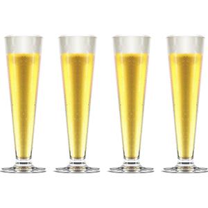 TOPZEA 4 Pack Tall Beer Glass, 13.5oz Bar Cocktail Glasses Old Fashioned Pilsner Craft Beer Mug, Footed Sundae Cup Beverage Glasses for Tropical Drinks, Parfait, Milkshake, Juice, Soda