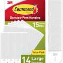 Command 15 lb Large Picture Hanging Strips 14 Pairs (28 Command Strips), Damage Free Hanging Picture Hangers, No Tools Wall Hanging Strips for Home Decor, White Adhesive Strips