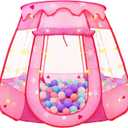 Pop Up Princess Tent with Star Light, Toys for 2 3 Year Old Girl Birthday Gift, Ball Pit for Baby with 1 Carrying Bag, Foldable Kids Play Tent for Toddlers, Two Year Old Girl Toy Indoor Outdoor