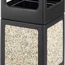 Safco Canmeleon Trash Can, 38 Gallons, Indoor and Outdoor Use, Durable & Weather-Resistant Commercial Garbage Can with Stone Panels, Black