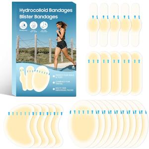 24PCS Blister Bandages for Feet, Hydrocolloid Blister Bandages, Heel & Toe  Blister Prevention Waterproof Blister Pads & Blister Cushions  Long-Lasting Comfortable for Shoes (24pcs)