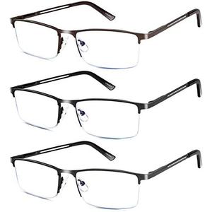 3 PCs Lcbestbro Reading Glasses for Men, 1.25 Blue Light Blocking Reading Glasses Metal Readers