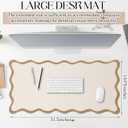 Hahafelt Scalloped Desk Mat Large Desk Pad Cute Coquette Table Mat Aesthetic Preppy Table Make up Pad Nonslip 2026 Graduation Gift with Stitching Waterproof Gaming(Beige,31.5 x 15.8 Inches)
