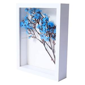 KAPIX Small Shadow Box 4x6 Picture Frame with HD Plexiglass Deep Wood Memory Box Display case for Flowers,Ticket,Memorabilia,Keepsake,Medal,Art and Photos,White