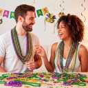 JOYIN 72 Pcs Mardi Gras Gold Green Purple Bead Necklaces, Multi Metallic Colors Necklace Set for Mardi Gras Party Favors Supplies, St. Patricks Day Costume Accessories Decorations