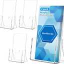 4 Pack Acrylic Brochure Holder,6 x 9 Inches Slant Back Design Transparent Tabletop Brochure Display Stand, Brochure Flyer Holder for Magazines, Brochures, Menus