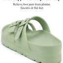 Womens Platform Sandals with Arch Support, Adjustable Buckle Beach Sandal Woman Comfort Lightweight Ultra Cushion EVA Slides (Green)