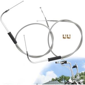 41.3" Stainless Steel Braided Extended Throttle and Idle Cable Kit for 2007-2022 Harley Sportsters XL Models, 1996-2017 Some Dyna Models