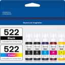 522 High Capacity (5 Bottles) Refill Ink Replacement for Epson Compatible 522 (Not Sublimation) Use for EcoTank ET-2803 ET-2800 ET-2720 ET-4800 Printer