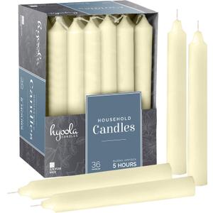 Hyoola Taper Candles - 6 Inch Ivory Dripless, Unscented Dinner Candle - 36 Pack European Made Candles 5 Hour Burn Time