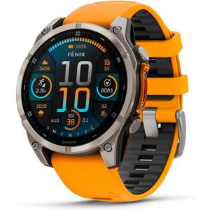 Garmin fnix 8  47 mm, AMOLED, Sapphire, Premium Multisport GPS Smartwatch, Long-Lasting Battery Life, Dive-Rated, Built-in LED Flashlight, Titanium with Spark Orange/Graphite Band