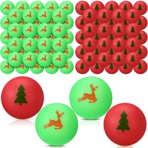 200 Pcs Christmas Table Tennis Balls Green Red Novelty Table Tennis for Game Christmas Party Favors Playing Decoration Props