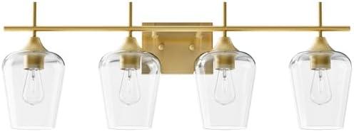 VONLUCE Bathroom Vanity Light, 4 Light Bathroom Light Fixture Over Mirror, Bathroom Wall Lamp with Clear Glass, Modern Gold Vanity Lighting fixtures for Bathroom, Bedroom, Hallway