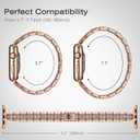 Compatible with Apple Watch Band Series 10 46mm, 9/8/7 45mm, 6/5/4/SE 44mm, 3/2/1 42mm, Natural Zircon Gems Handmade iWatch Band for Women, Dressy Chain Bracelet Strap (Vintage/Rose Gold)