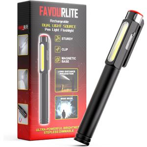 Pen Light Flashlight, 800 Lumens LED Pen Flashlights Rechargeable 6 Modes COB Magnetic Flashlight with Clip Bright Pocket Flashlights Work Light Portable Waterproof Durable Penlight for Nurse