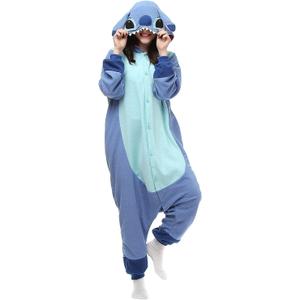 Unisex-Adult Animal Onesies Pajamas Halloween Costume Cosplay Funny Christmas Party Wear Daily Carton Outfit (Large, Blue)