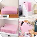 Zhiquanqihan 2 Pack Letter Size Clipboard with Storage 8.5 * 11, Plastic Clear Pink Clipboard File Box A4 Nursing Clip Board for School & Office with Christmas Stickers (Clear Pink-2PCS)