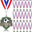 Basketball Medals Bulk 2.4 Inch Baseball Volleyball Metal Awards with Neck Ribbons Softball Cheer Soccer Track Shield Shape Medals Spirit Medallions for Adult