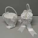 Flower Girl Baskets for Wedding,Ivory Flower Girl Basket With Pearl Handle set of 2,Wedding Baskets for Flower Girls