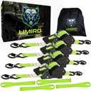 Retractable Ratchet Straps 1 Inch x 12 Feet Heavy Duty Tie Downs,1760lb Break Strength,Self Retracting for Truck,Cargo,Trailer,Motorcycle,ATV,UTV (Fluorescent Green, 4pack)