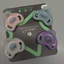 Tommee Tippee Ultra-Light Silicone Pacifier, 0-6 Months, Symmetrical One-Piece Design, BPA-Free Silicone Binkies, Pink/Purple/Green, Pack of 4