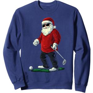 Santa Playing Golf Christmas Golfer Xmas Sweatshirt Small