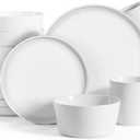 HaWare Stoneware Dinnerware Sets, 16-Piece Dishes Set for 4, Chip & Scratch Resistant Plates and Bowls Set, Speckled Starlight Whith