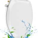 Non-Electric Elongated Bidet Toilet Seat with Quiet-Close and Self-Cleaning Dual Nozzles, Easy Installation, White - Fits Elongated Toilets, Brass Inlet