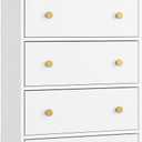 Nicehill White Chest of Drawers with 4 Drawers, Wooden Frame & Gold Handles, Fabric Chest of Drawers for Bedroom, Living Room, Hallway, Entryway, White