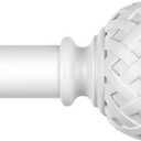 TONIAL White Curtain Rod 32 to 120 Inches, 7/8 Adjustable Curtain Rods for Windows 20 to 116 Inches, Splicing Drapery Rods Heavy duty with Netted Texture Finials