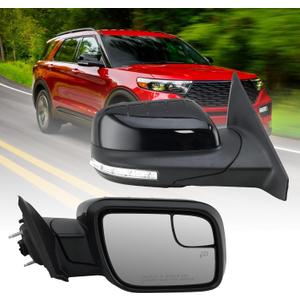 Right Passenger Side Mirror Fits 2011 2012 2013 2014 2015 Ford Explorer With Blind Spot Glass,Heated,Turn Signal,Puddle Light,Manual Folding 7Pins Replaces BB5Z17682NA