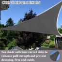 Cool Area Sun Shade Sail 12x12x17FT Triangle Shade Canopy Outdoor Sunshade for Patio Backyard Garden, Dark Grey
