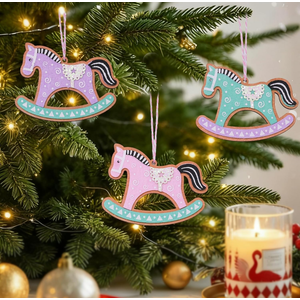 OEUVI Wooden Christmas Tree Ornaments Set of 3 Winter Farmhouse Xmas Wreath Decor Hanging Tree Crafts Holiday Christmas Decorations for Tree Home Office