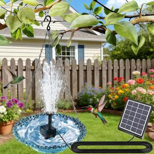 Solar Bird Bath Hanging with Fountain for Outdoors 15.7 Inch Metal Chains, Weather-Resistant Hanging Wildbird Feeder & Bath Tray for Garden, Patio