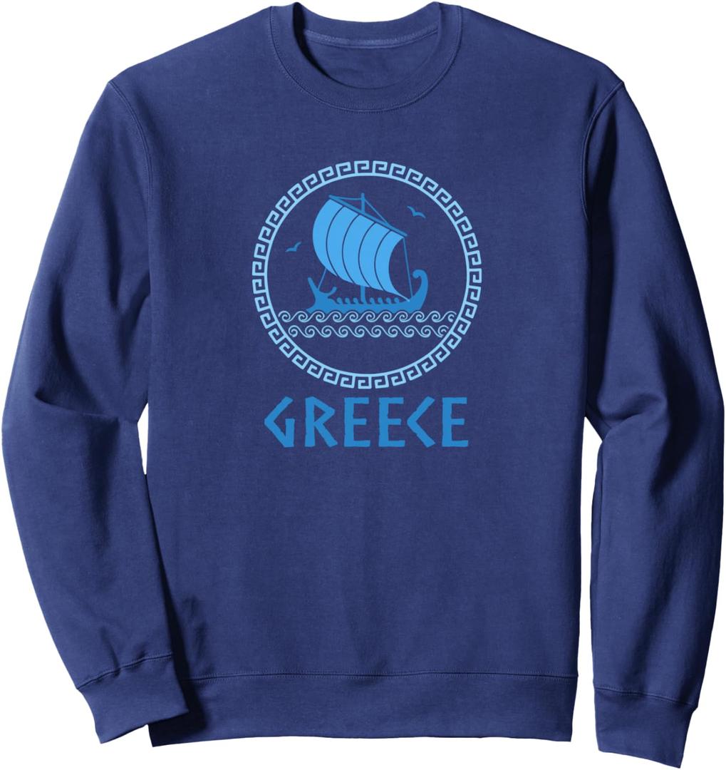 Greece Souvenirs Ancient Greek Ship Graphic Sweatshirt Large