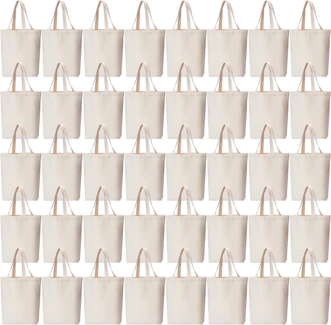 Pinkunn 100 Pcs Canvas Tote Bag Bulk for DIY Projects, 12x14 Inches Sublimation Tote Bags for Grocery Shopping Party Gifts (White)