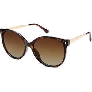 SOJOS Round Polarized Sunglasses for Women Men Oversized Trendy UV Protection Shades (Brown/Brown)