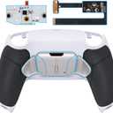 eXtremeRate Silver Real Metal Buttons (RMB) RISE4 Remap Kit for PS5 Controller BDM-010 020 with Black Rubberized Grip Redesigned White Back Shell, Upgrade Board and 4 Back Buttons for PS5 Controller