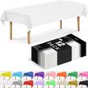 DecorRack 12 Rectangular Tablecloths BPA-Free Plastic, 54 x 108 inch, Dining Table Cloth, Rectangle Table Cover for Parties, Picnic, Camping and Outdoor, Disposable or Reusable, White (12 Pack)