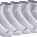 Dickies Men's Dri-Tech Moisture Control Quarter Socks, (6, 12, 18 Pairs), Solid White (6 Pairs), Large
