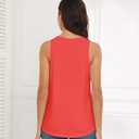 Smile Fish Women Crewneck Flowy Loose Fit Tank Top Sleeveless Summer Tops Shirts Cotton Neon Orange Red,L