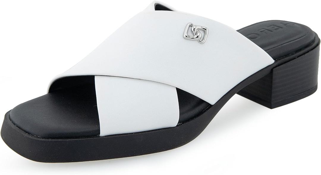 Aerosoles Women's DUANE Low Heeled Slide Sandal (9, White Pu)