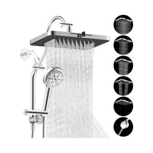 Hibbent Upgraded 13'' Shower Head Combo, High Pressure 5 Spray Rainfall Showerhead, 10 Spray Mode Handheld, All Metal Easy Reach 4-way Diverter Shower Arm with Pause Mode, 71'' Hose and Holder, Chrome