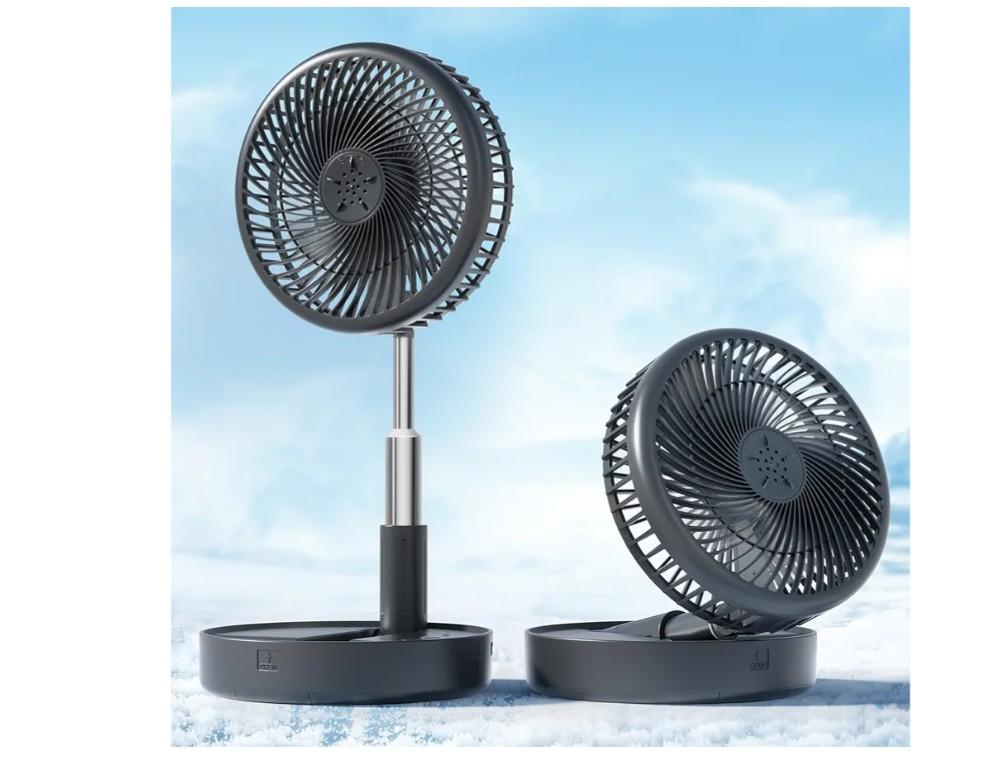 Primevolve Portable Fan,Battery Operated Rechargeable USB Fan with Remote, Foldable Floor Table Desk Pedestal Fan for Bedroom Camping Travel,Black 7.7"