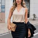 Zeagoo Women's Silk Satin Camisole Tank Tops V Neck Blouses (S)