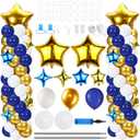 Gejoy 110 Pcs Blue Gold Balloons Column Stand Kit Adjustable Tower Stand from 1.4 to 6.6 ft with Bases for Graduation Wedding Birthday Baby Shower Party